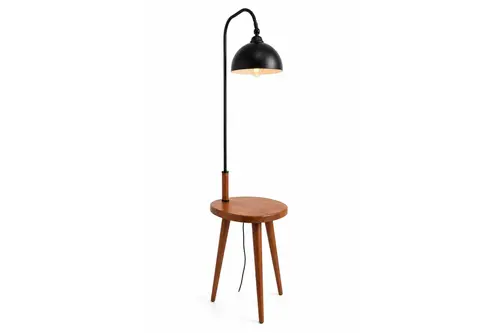 Demet Sehbalı Ahşap Lambader Ceviz Retro 3 Başlıklı