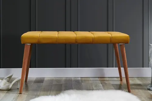 Tubihome Kapino Bench, Sarı, Ahşap Ayak