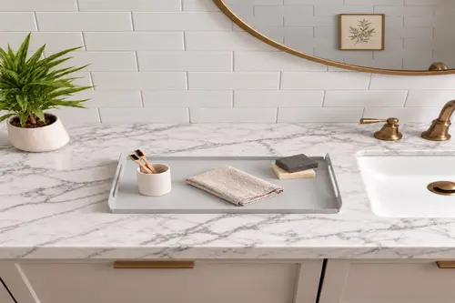 Galvaniz Metal Dekoratif Banyo Tablası, Açık Gri, 5030 Cm