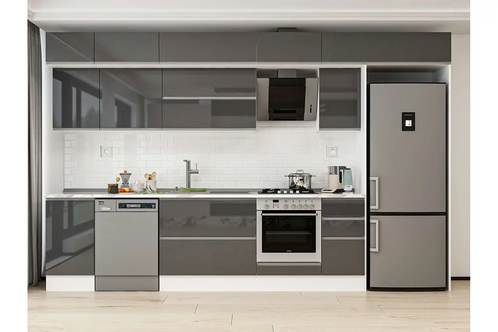 Alvinka 375X240 Cm Mutfak Dolabı, Mb E90S45S40 2 Antrasit Suntalam