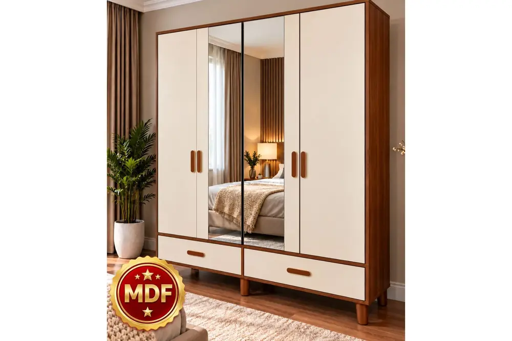 Terra Bohem İki Kişilik Mdf Gardırop, 4 Kapaklı