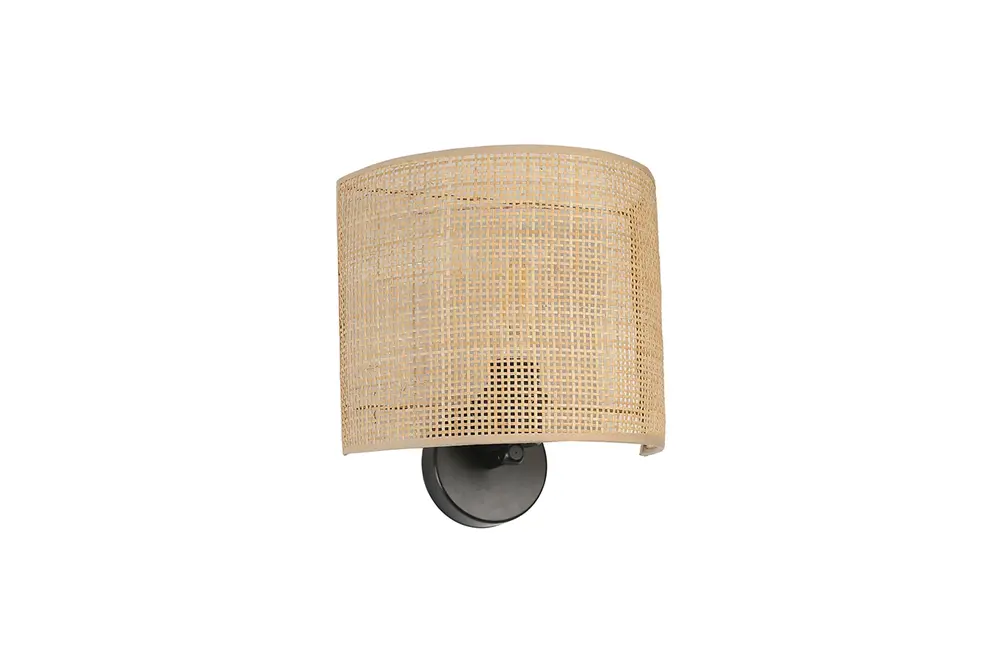 Örgülü Rattan Abajurlu Oval Aplik