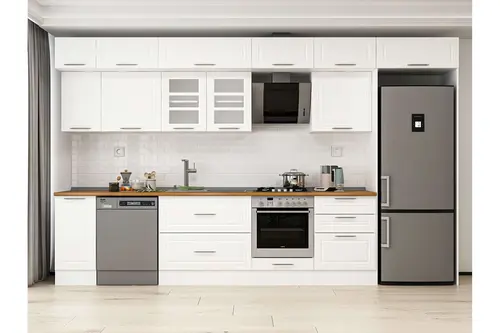 Alvinka 390X240 Cm Klasik Mebran Mutfak Dolabı, Mb E90S40S60 3 Mebran Beyaz Suntalam