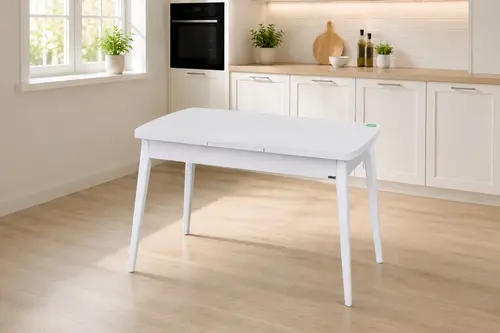 Avanos Ahşap Ayak Açılır Kapanır Mdf Mutfak Masası, 70X120+30 Cm, Beyaz Beyaz