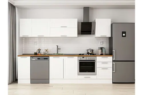 Alvinka 300X210 Cm Klasik Mebran Mutfak Dolabı, M E90S40S50 2 Mebran Beyaz Suntalam