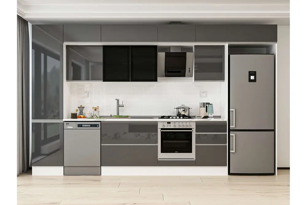 Alvinka 390X240 Cm Mutfak Dolabı, Mbb E90B50S50 3 Antrasit Suntalam