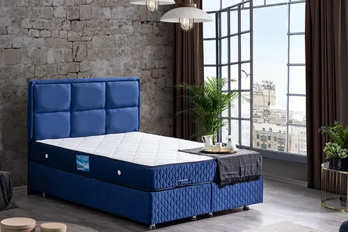 Grand New Baza Başlık Ve Orthosoft Yatak, Lacivert, 90X190