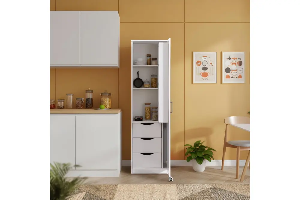 Hermobi Almila Beyaz Tek Kapaklı Erzak Dolabı