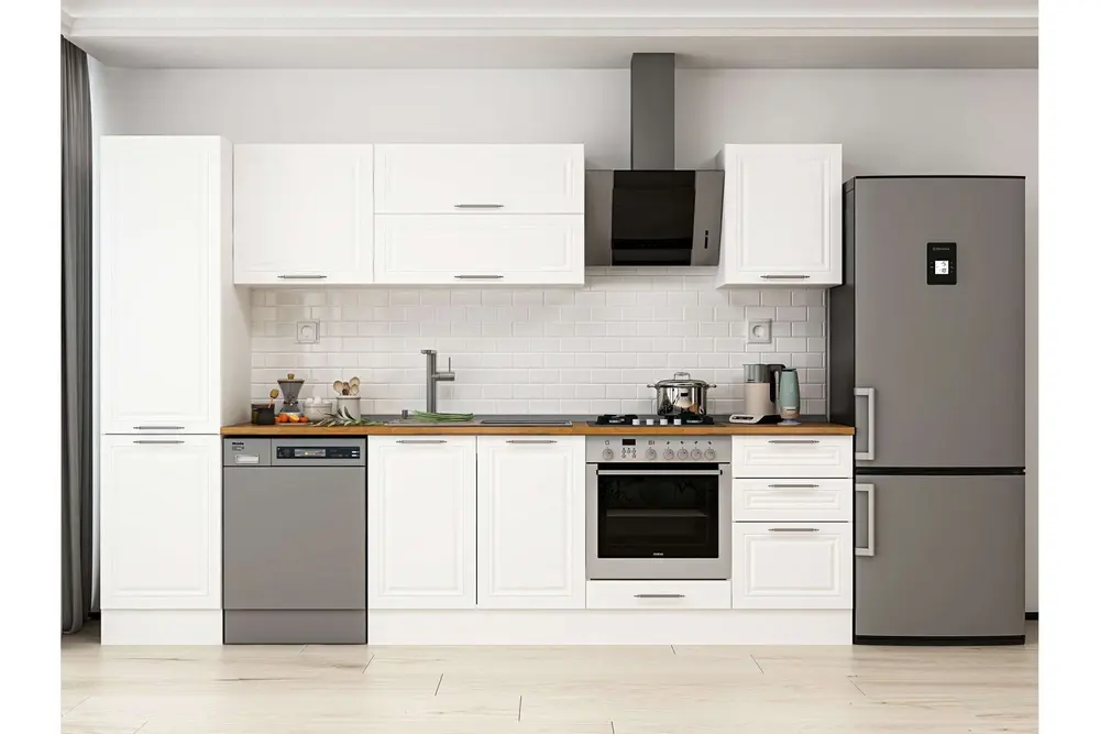 Alvinka 310X210 Cm Klasik Mebran Mutfak Dolabı, Mb E90B50S50 2 Mebran Beyaz Suntalam