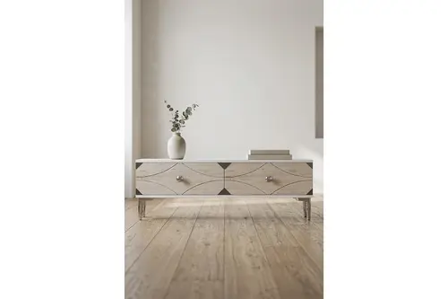 Alfa Tv Sehpası Beyaz Traverten Silver 120 Cm Tsa1297Bts