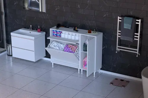 Yenice Banyo Dolabı, 90 Cm 2 Sepetli, 125 Cm