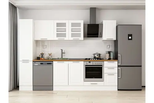 Alvinka 290X210 Cm Klasik Mebran Mutfak Dolabı, Mb E90B40S40 3 Mebran Beyaz Suntalam