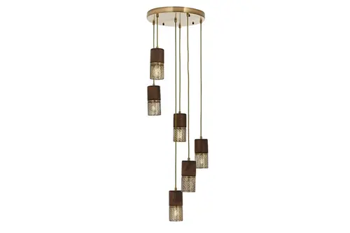 Avonnı Av 60265 6Et Eskitme Kaplama Modern Avize E27 Metal Ahşap 40 Cm