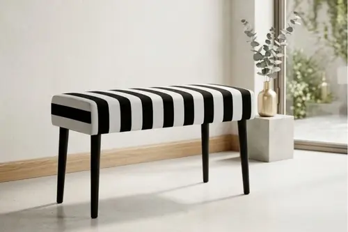 Piyano Çizğili Ahşap Ayaklı Bench