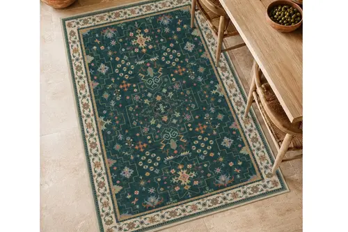 Zümrüt Bordür Dokulu Dokuma Taban Halı, 687 Yng 80X150 Cm