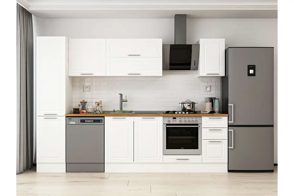 Alvinka 285X210 Cm Klasik Mebran Mutfak Dolabı, Mb E80B45S40 2 Mebran Beyaz Suntalam