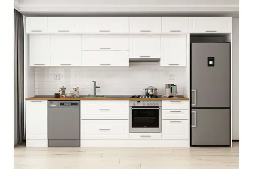 Alvinka 370X240 Cm Klasik Mebran Mutfak Dolabı, Mb E80S40S50 1 Mebran Beyaz Suntalam