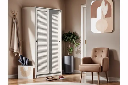 Dekorex Panjur Sürgü Kapaklı Portmanto, Beyaz, Prt120