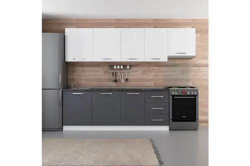 Minar Ece 280 Cm Mutfak Dolabı Beyaz Antrasit 280-A4