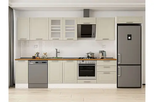 Alvinka 380X222 Cm Klasik Mebran Mutfak Dolabı, Mb E80S40S60 3 Mebran Kumtaşı Suntalam