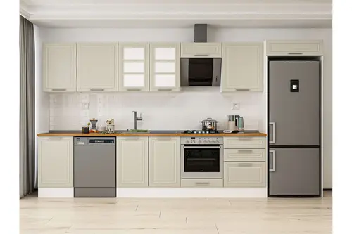 Alvinka 400X222 Cm Klasik Mebran Mutfak Dolabı, Mb E90S50S60 3 Mebran Kumtaşı Suntalam