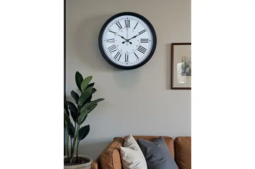 Zentime Siyah Asil Tasarım Roma Rakamlı Metal Duvar Saati 40 Cm