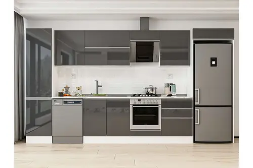 Alvinka 390X222 Cm Mutfak Dolabı, Mbb E80B50S60 2 Antrasit Suntalam