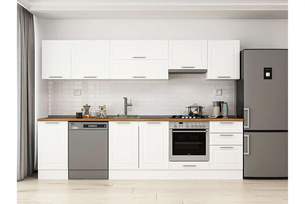 Alvinka 305X210 Cm Klasik Mebran Mutfak Dolabı, M E90S45S50 1 Mebran Beyaz Suntalam