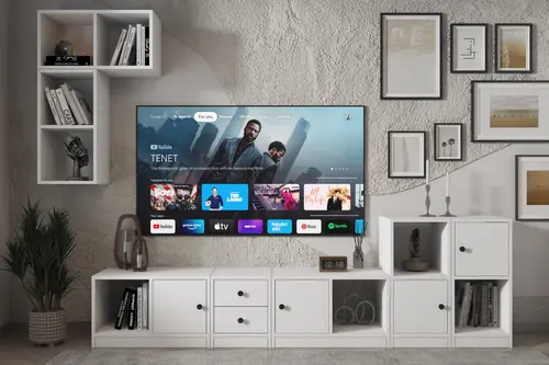 Leron Duvar Dolaplı Dört Kapaklı Iki Çekmeceli Tv Ünitesi Beyaz 227 Cm Çıtasız Tv 1224 Ç