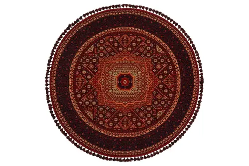Zagros Kırmızı 10 Yuvarlak Etnik Desenli Halı, 120X120