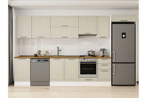 Alvinka 370X222 Cm Klasik Mebran Mutfak Dolabı, Mb E80S50S40 1 Mebran Kumtaşı Suntalam