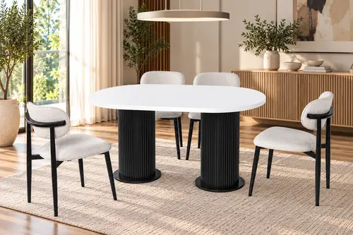 Bohem Masa, Umay Metal Sandalye, Beyaz, Siyah, Ptt Ayak, 160X90