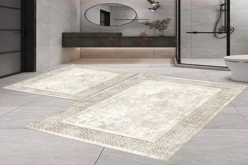 Dijital Baskı, Kaymaz Taban İkili Banyo Paspası 100X60 + 60X50 Cm Rvg5-Sd704