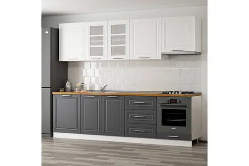 270 Cm Mebran C Mutfak Dolabı Beyaz Antrasit 270 Mcba1
