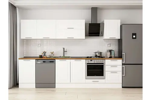Alvinka 310X210 Cm Klasik Mebran Mutfak Dolabı, M E90S50S50 2 Mebran Beyaz Suntalam