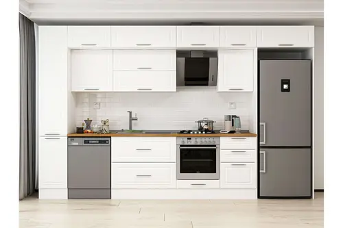 Alvinka 370X240 Cm Klasik Mebran Mutfak Dolabı, Mbb E80B40S50 2 Mebran Beyaz Suntalam