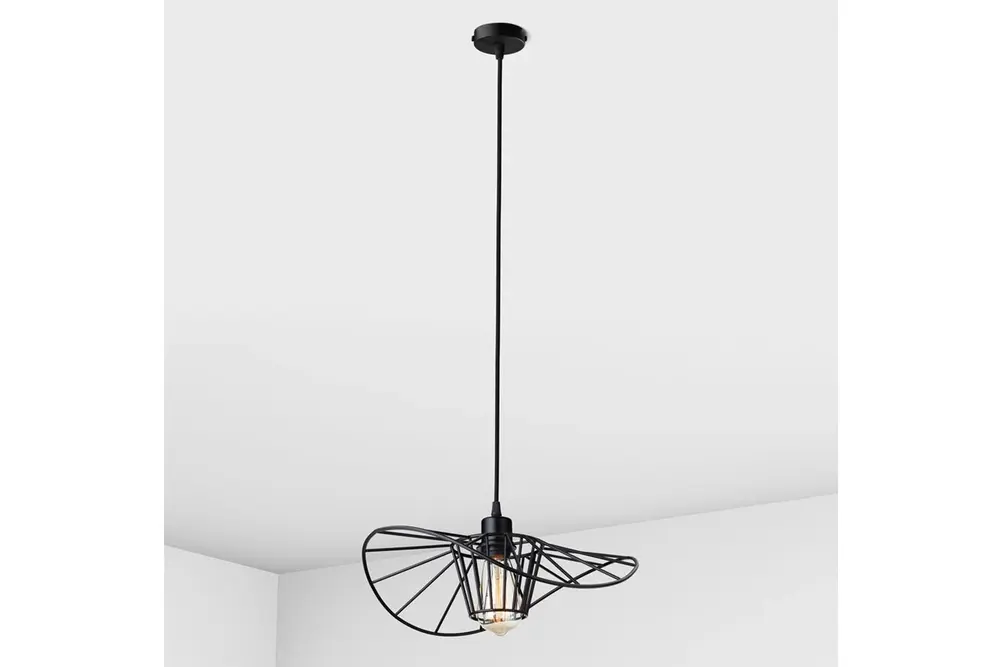 Ayşin Şapka Endüstriyel Avize, Siyah, Çap 40 Cm