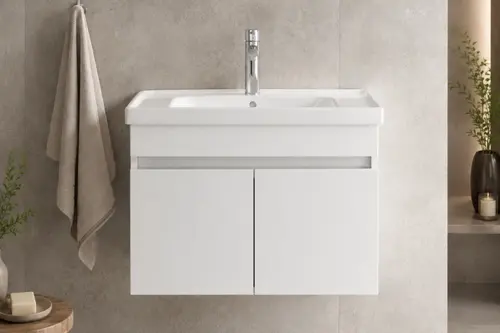 Lode Kale Beyaz 70 Cm Seramik Lavabolu Alt Banyo Dolabı