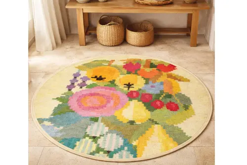 Meyve Sepeti Dokuma Taban Halı, 608 Yng 80X80 Cm