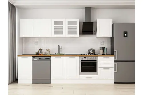 Alvinka 295X210 Cm Klasik Mebran Mutfak Dolabı, M E80S45S50 3 Mebran Beyaz Suntalam