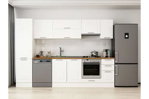 Alvinka 300X210 Cm Klasik Mebran Mutfak Dolabı, Mb E90B50S40 1 Mebran Beyaz Suntalam