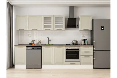 Alvinka 305X210 Cm Klasik Mebran Mutfak Dolabı, M E90S45S50 3 Mebran Kumtaşı Suntalam