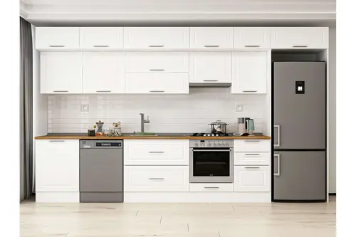 Alvinka 400X240 Cm Klasik Mebran Mutfak Dolabı, Mb E90S60S50 1 Mebran Beyaz Suntalam