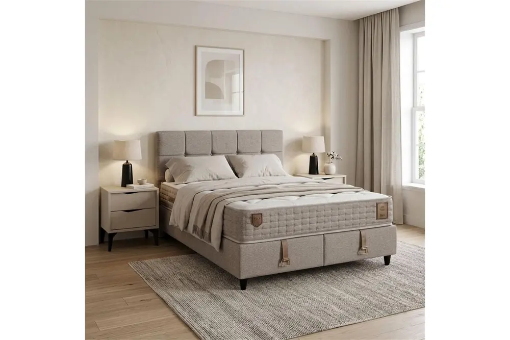Lorin Baza Başlık Yatak Seti, Hasır 160X200