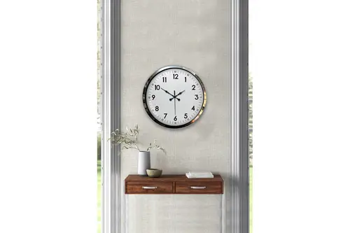 Modern Klasik Krom Metal Duvar Saati 40 Cm