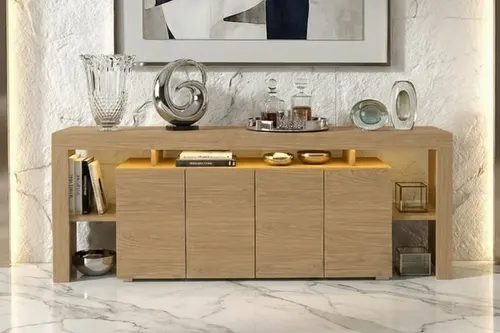 Burc Ledli Tv Ünitesi, Meşe, 200 Cm