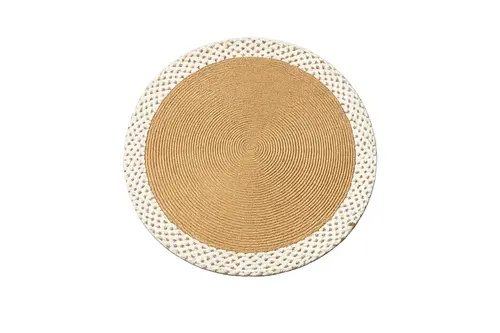 Rixo Çift Taraflı Jüt Kahve-Krem Yuvarlak Halı, 90X90