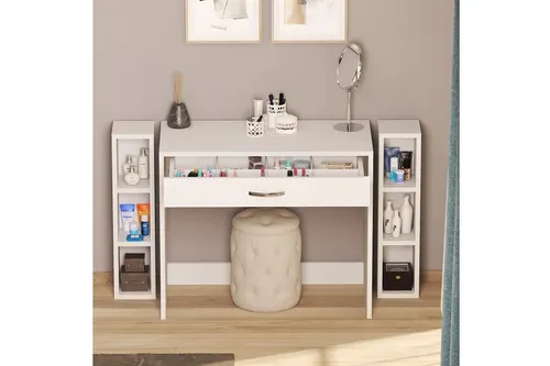 Arya Novella Raflı Ve Çekmeceli Makyaj Masası, Beyaz