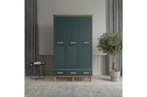 Safir Gardırop Yeşil, 3 Kapaklı