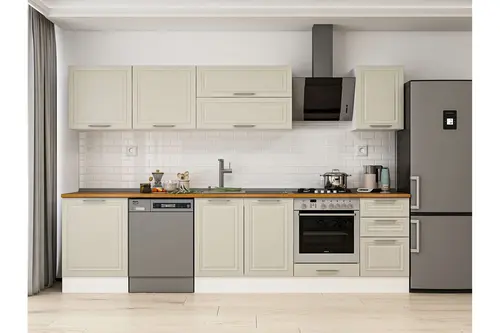 Alvinka 305X210 Cm Klasik Mebran Mutfak Dolabı, M E80S60S45 2 Mebran Kumtaşı Suntalam